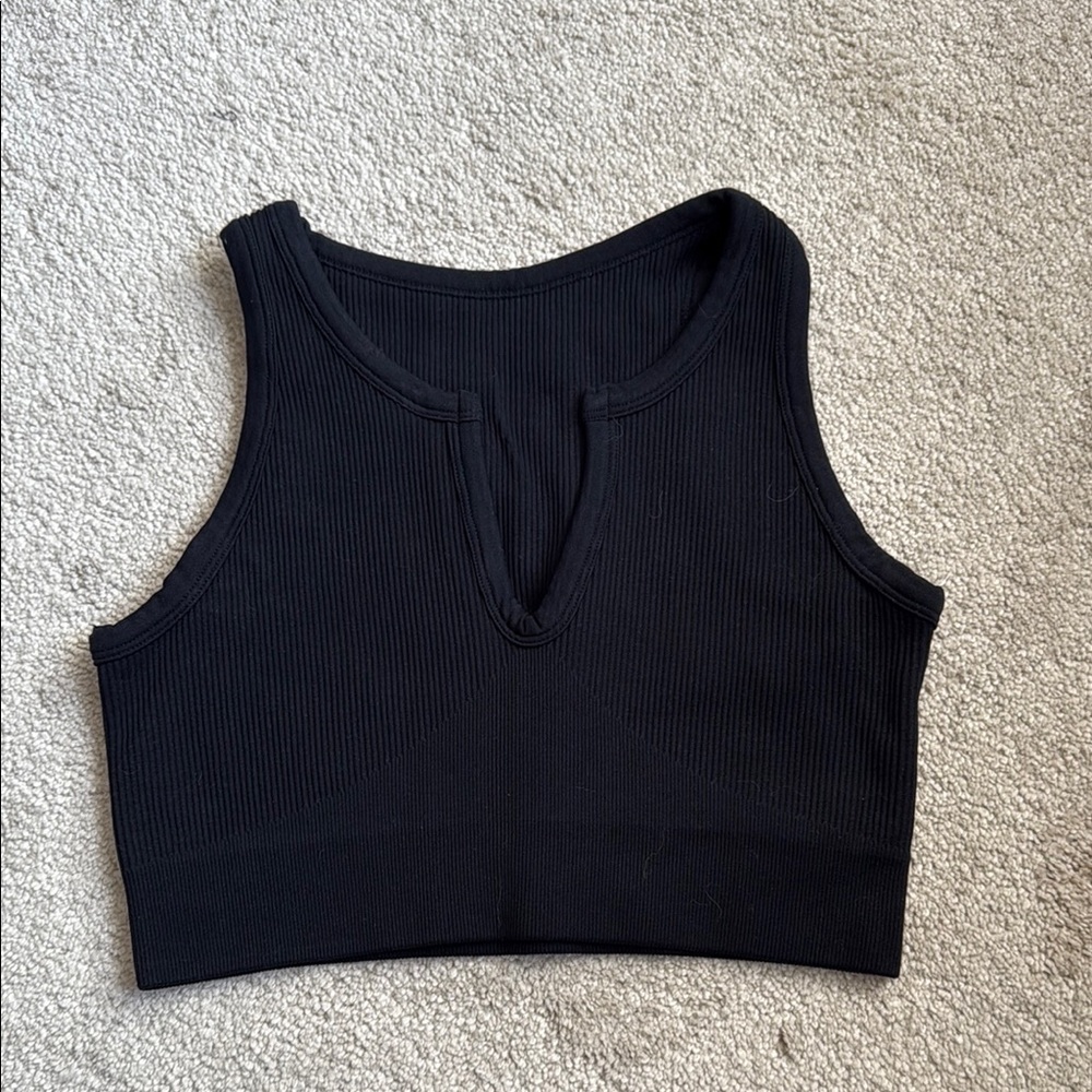 Black Ribbed Women's Crop Top